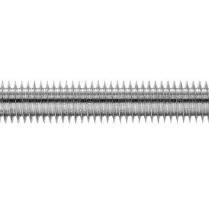 Zbliżenie na srebrny pręt gwintowany.