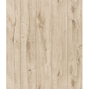 Jasna podłoga PCV z efektem drewna, pasuje do każdego pomieszczenia.