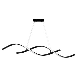 Nowoczesna lampa wisząca LED w kolorze czarno-białym, falisty design.