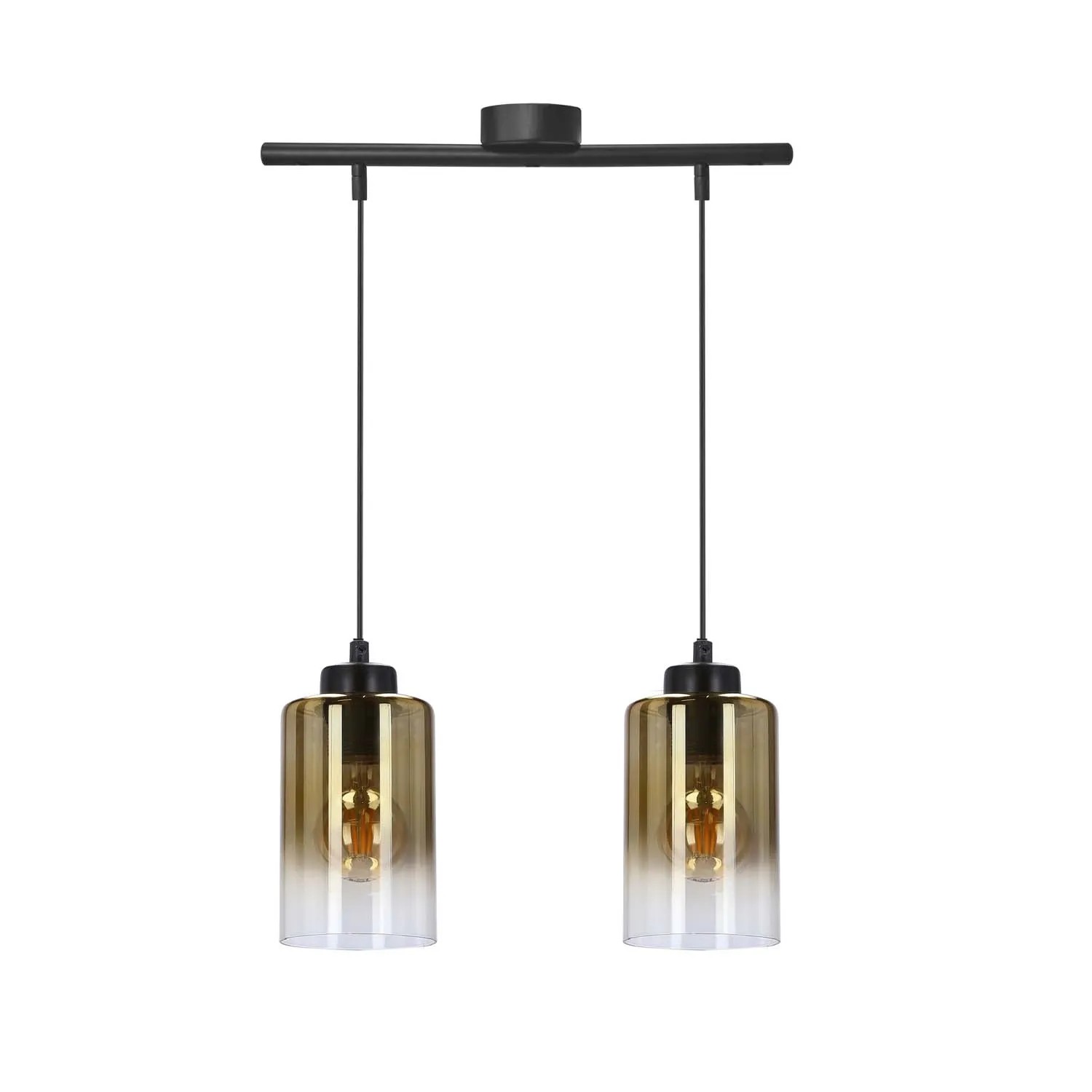 Candellux Lampa wisząca APRA 2xE27 60W czarna+klosz bursztynowy