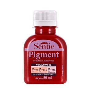 Czerwony pigment do farb w butelce, odpowiedni do farb ściennych.