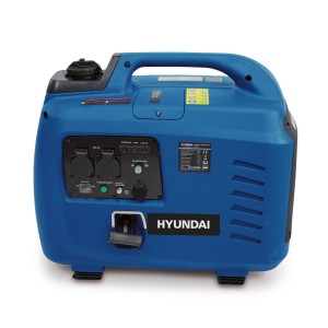 Niebieski agregat prądotwórczy t.b.t. z uchwytem i złączami.