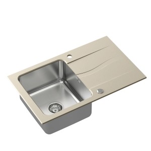 Zlewozmywak granitowy t.b.t. z ociekaczem, beżowy.