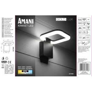 Goldlux Kinkiet zewnętrzny LED AMANI 16W 4000K 1600lm IP44 czarny