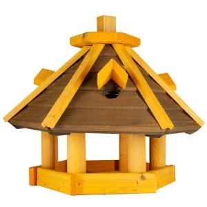 Drewniany karmnik dla ptaków w stylu pagody do ogrodu.