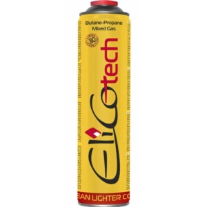 Żółty kartusz gazowy do kuchenek i lamp turystycznych.