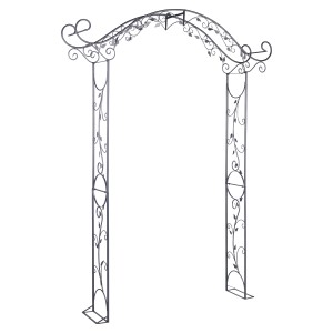 Ciemnoszary łuk różany ze stali, 235x180x30 cm, wsparcie dla roślin pnących do ogrodu.
