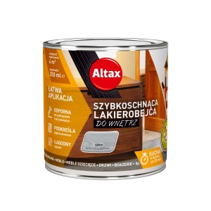 Altax lakierobejca do drewna, szara, do wnętrz. Ochrona drewna do mebli, drzwi i innych.