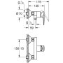 Rysunek techniczny baterii prysznicowej Grohe QuickFix Start Edge z wymiarami.