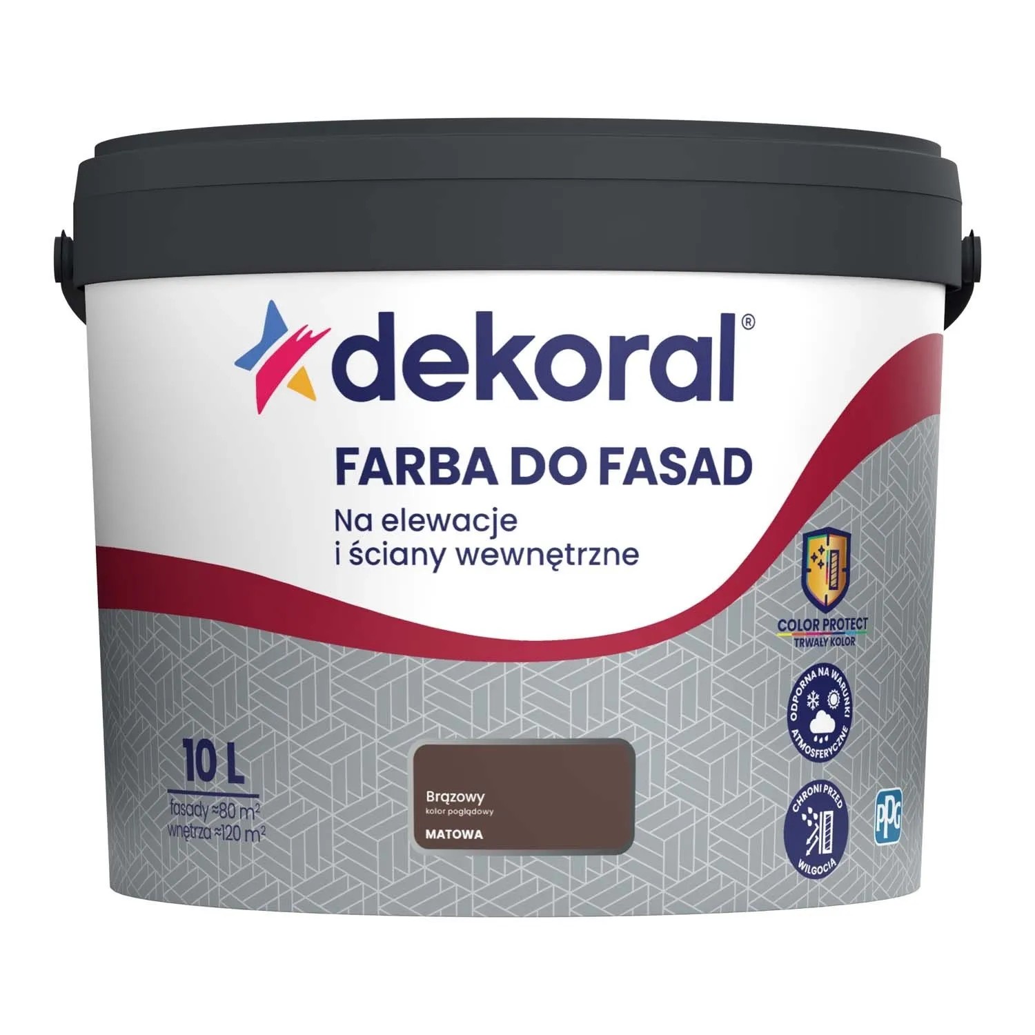 Farba elewacyjna Dekoral Polinit do fasad 10 l brązowa