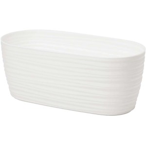 Biała doniczka Sahara, 12,5x13x31,5 cm, z tworzywa sztucznego z rowkowaną powierzchnią.