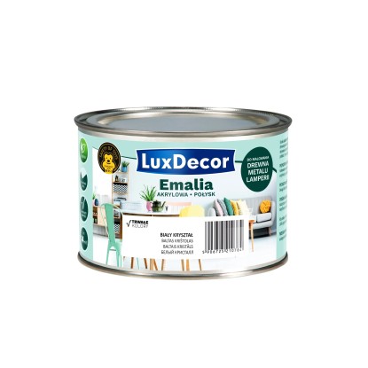 LuxDecor Emalia akrylowa do drewna i metalu połysk biały kryształ 400 ml