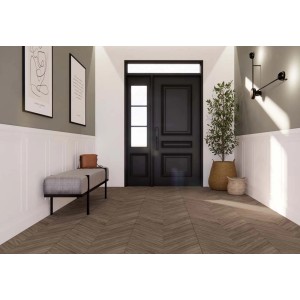 Ułożony wzór płytki podłogowej t.b.t. na korytarzu.