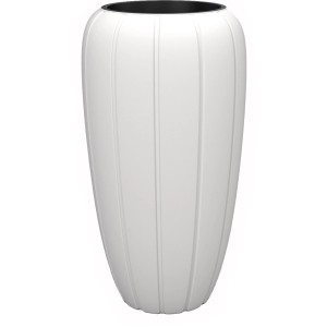 Biała donica z tworzywa sztucznego Orbis Gaja, Ø 40 cm, wysokość 74,7 cm. Nowoczesna kolumna roślinna do wewnątrz i na zewnątrz.