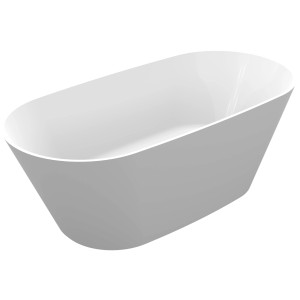 Wolnostojąca wanna w kolorze białym/szarym, owalny kształt.