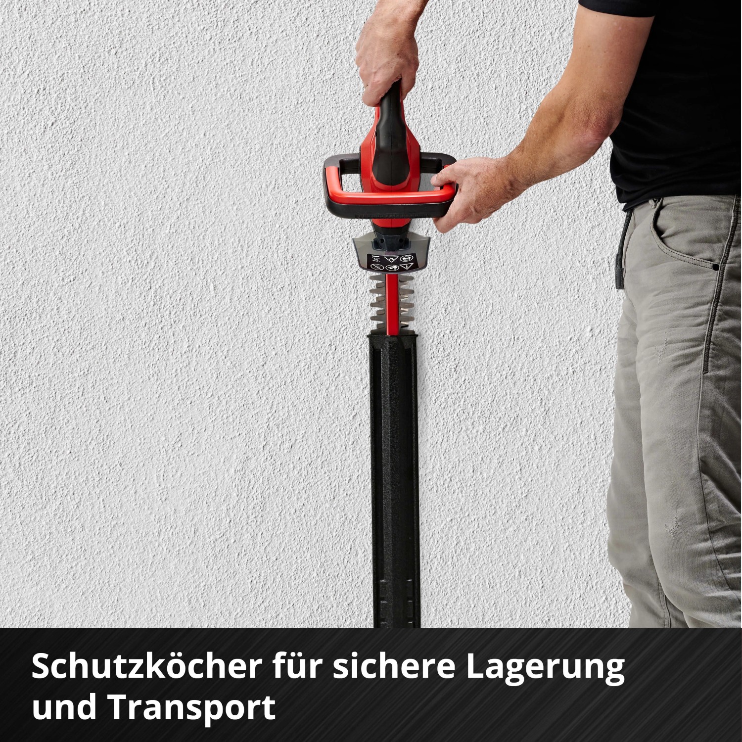 Akumulatorowe nożyce do żywopłotu Einhell GC-CH 18/40 Li Solo Power X-Change z osłoną.