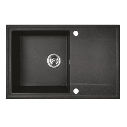 Zlewozmywak Hunter 1-kom. z ociekaczem, czarny 44x67 cm
