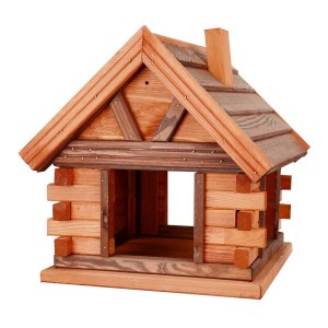 Drewniany karmnik dla ptaków w stylu chaty z bali, kategoria: Karmniki dla ptaków.