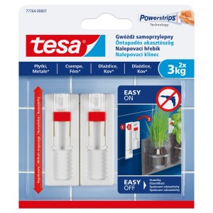 Tesa Powerstrips gwoździe samoprzylepne, 2 sztuki, do płytek i metalu do 3 kg.