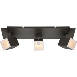 Nowoczesna listwa oświetleniowa LED z trzema kubicznymi reflektorami. Idealna jako lampa sufitowa.