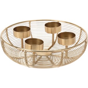 Złoty świecznik t.b.t. na 4 świece, druciany design.