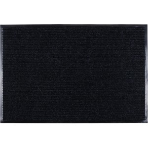 Czarna wycieraczka t.b.t. do użytku wewnętrznego.
