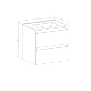 t.b.t. Szafka pod umywalkę z dwiema szufladami i umywalką nablatową.