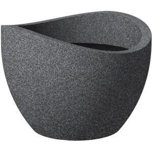 Scheurich donica Wave Globe, Ø 30 cm, czarny granit, zakrzywiony kształt.