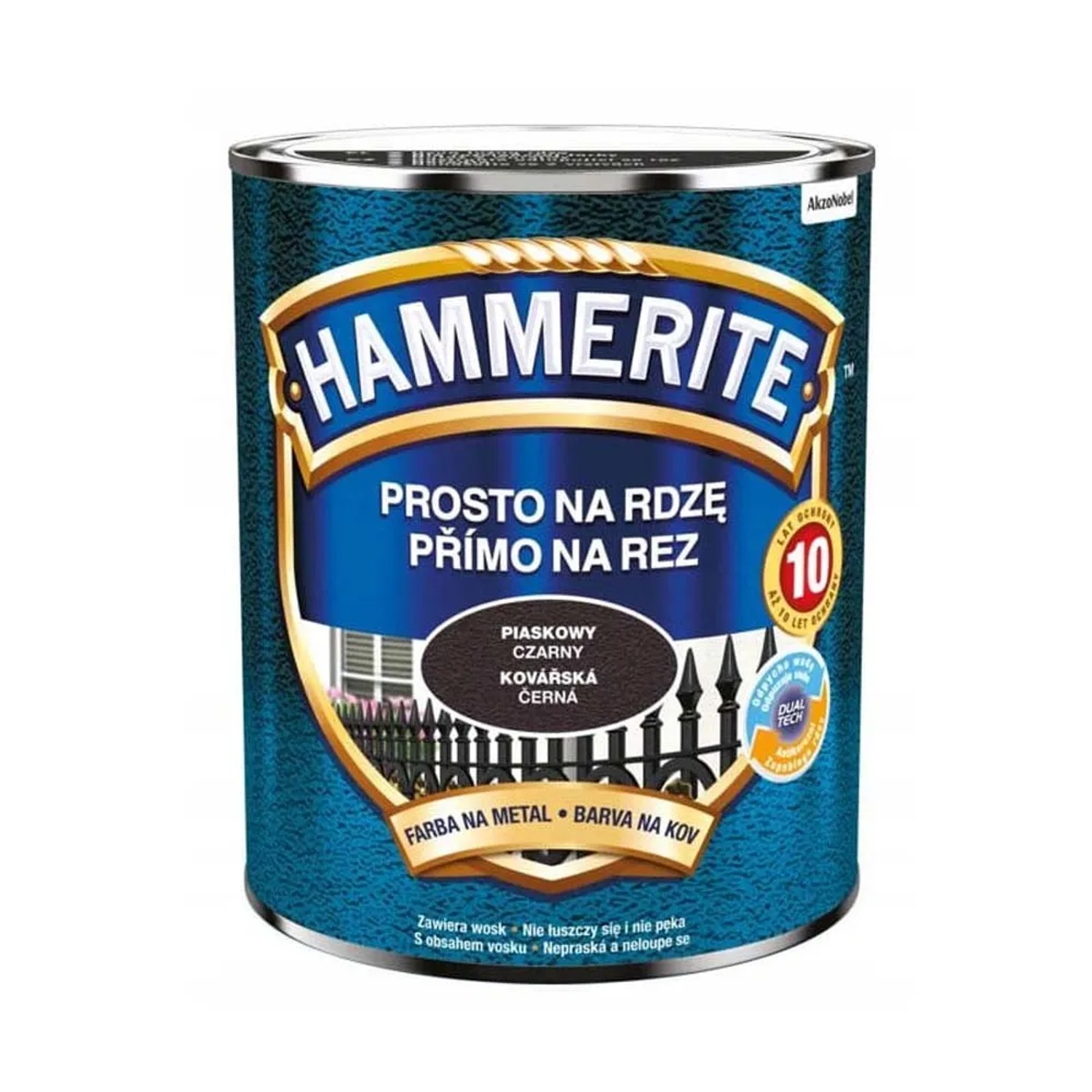 Emalia do metalu antykorozyjna Hammerite piaskowy czarny 0,7L