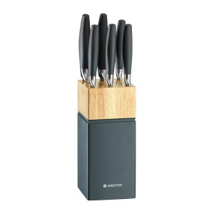 Blok na noże z czarnymi uchwytami, akcesoria kuchenne t.b.t.