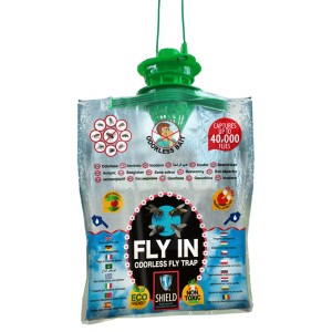Pułapka na muchy t.b.t.: Bezzapachowa pułapka do zawieszenia, łapie do 40 000 much. Ekologiczna i nietoksyczna.