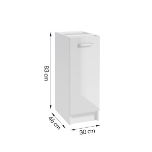 Biała szafka kuchenna z zestawu mebli kuchennych t.b.t. z wymiarami.