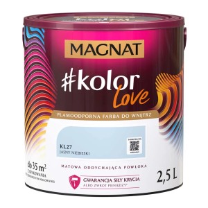 Wiadro z farbą Magnat #kolor Love, jasnoniebieski, 2,5L. Kolorowa farba do ścian wewnętrznych.
