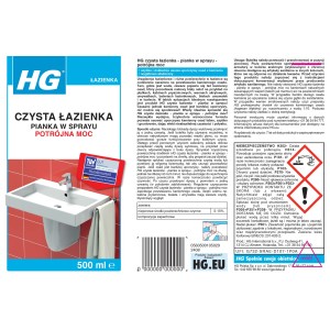 HG Płyn do czyszczenia łazienek w sprayu, dla lśniącej czystości.