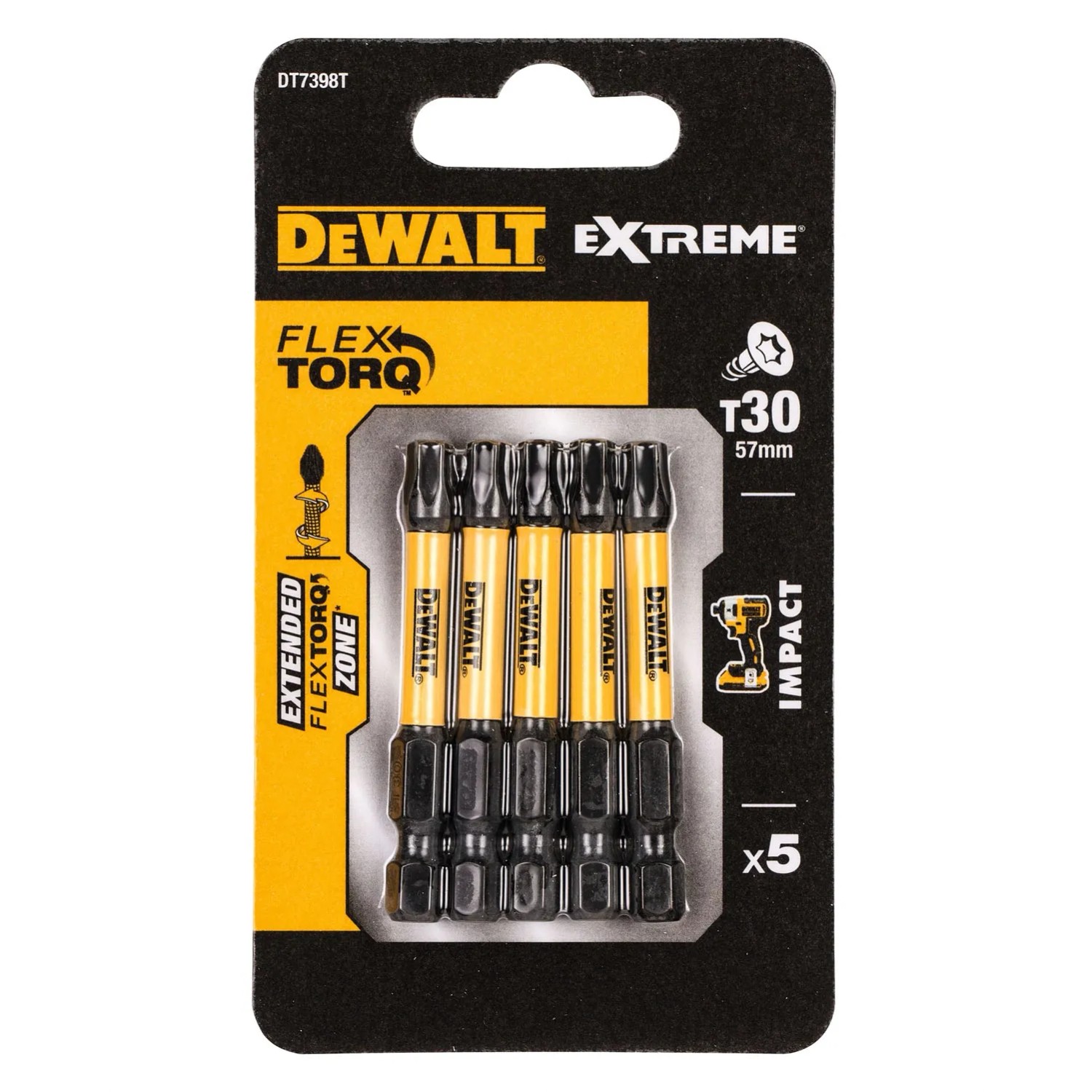 Dewalt Bity udarowe T30 50 mm - 5 szt.