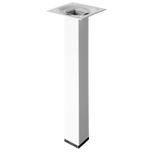 Biała, kwadratowa noga do stołu Hettich, wysokość 200 mm, do konstrukcji mebli i projektów DIY.