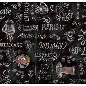 Obrus d-c-fix Ristretto Czarny z motywami kawiarnianymi, na metry.