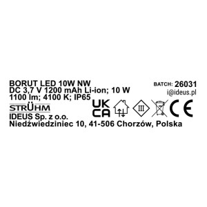 Struhm Naświetlacz solarny z czuj. ruchu BORUT LED 10W 4100K 1100lm IP65 czarny