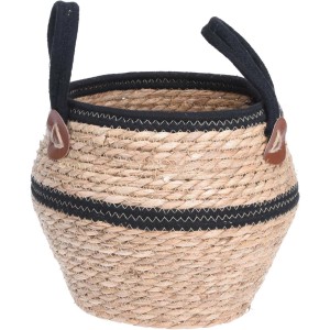 t.b.t. Doniczka na zioła z włókna naturalnego z czarnymi akcentami i uchwytami.