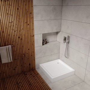 Brodzik kwadratowy Schedpol Billig 90x90x16 cm biały gładki ryflowane dno