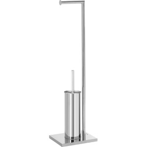 t.b.t. chromowany zestaw akcesoriów łazienkowych z uchwytem na papier toaletowy i szczotką.