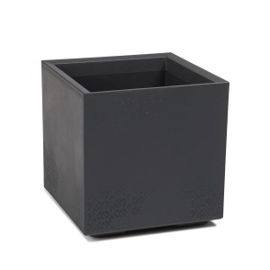 Kwadratowa, antracytowa doniczka Orbis Karo Eco z recyklingu, 40x40x39,4 cm.