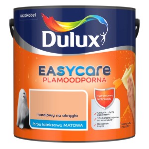 Wiadro farby do ścian Dulux EasyCare, odcień morelowy, farba lateksowa, matowa i plamoodporna.