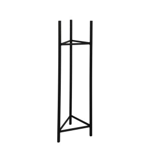 Czarny metalowy stojak na kwiaty t.b.t., minimalistyczny design.