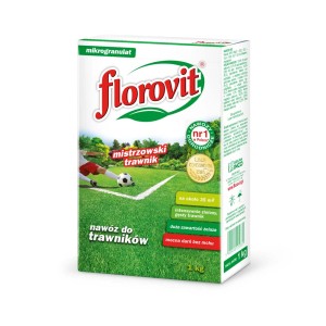 Nawóz do trawników Florovit, mikrogranulat, opakowanie 1 kg dla gęstego, zielonego trawnika.
