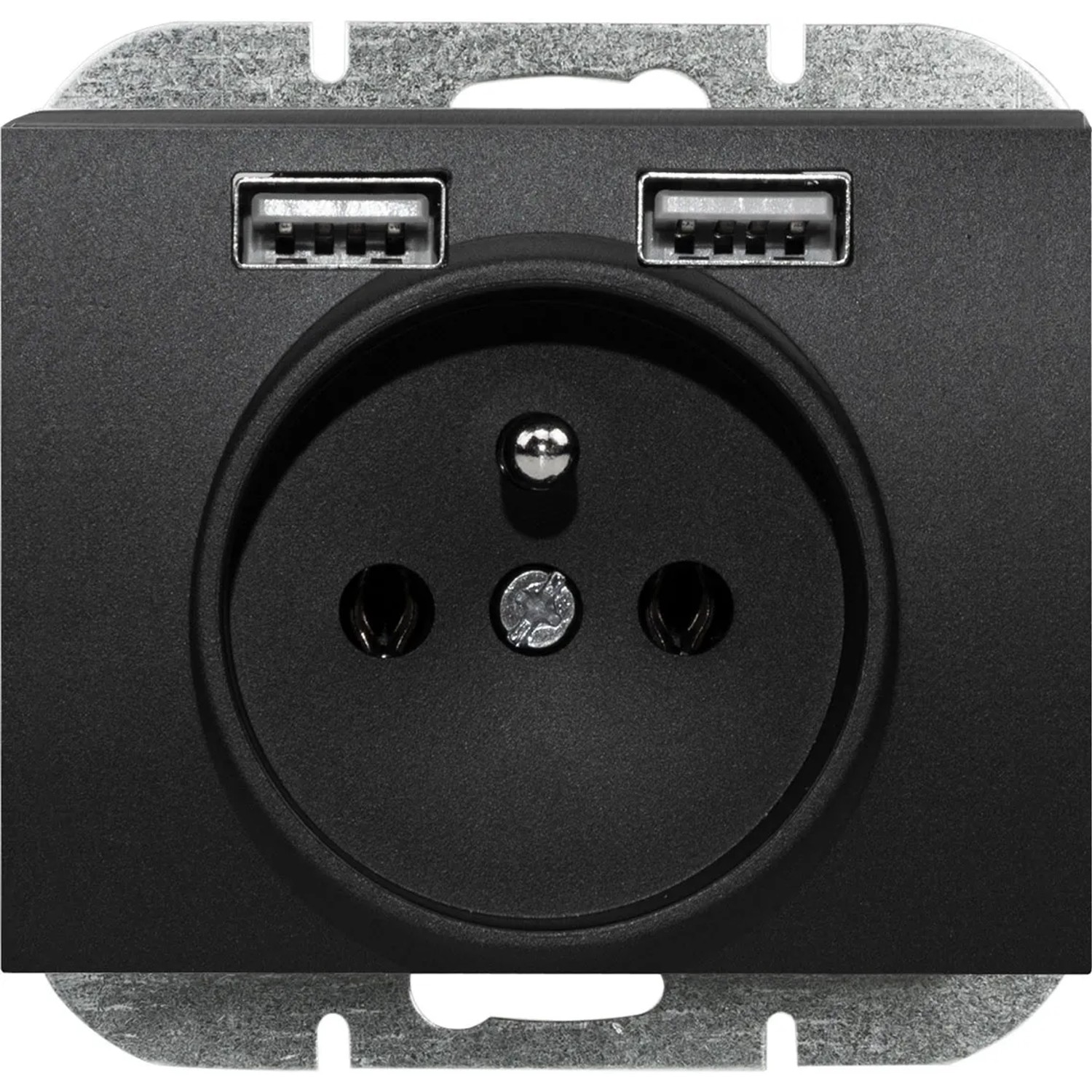 Abex Gniazdo Onyx 2xUSB czarny mat