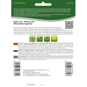 Mieszanka nasion na sałatę Baby Leaf, młode listki, szpinak, rukola, burak, rzeżucha