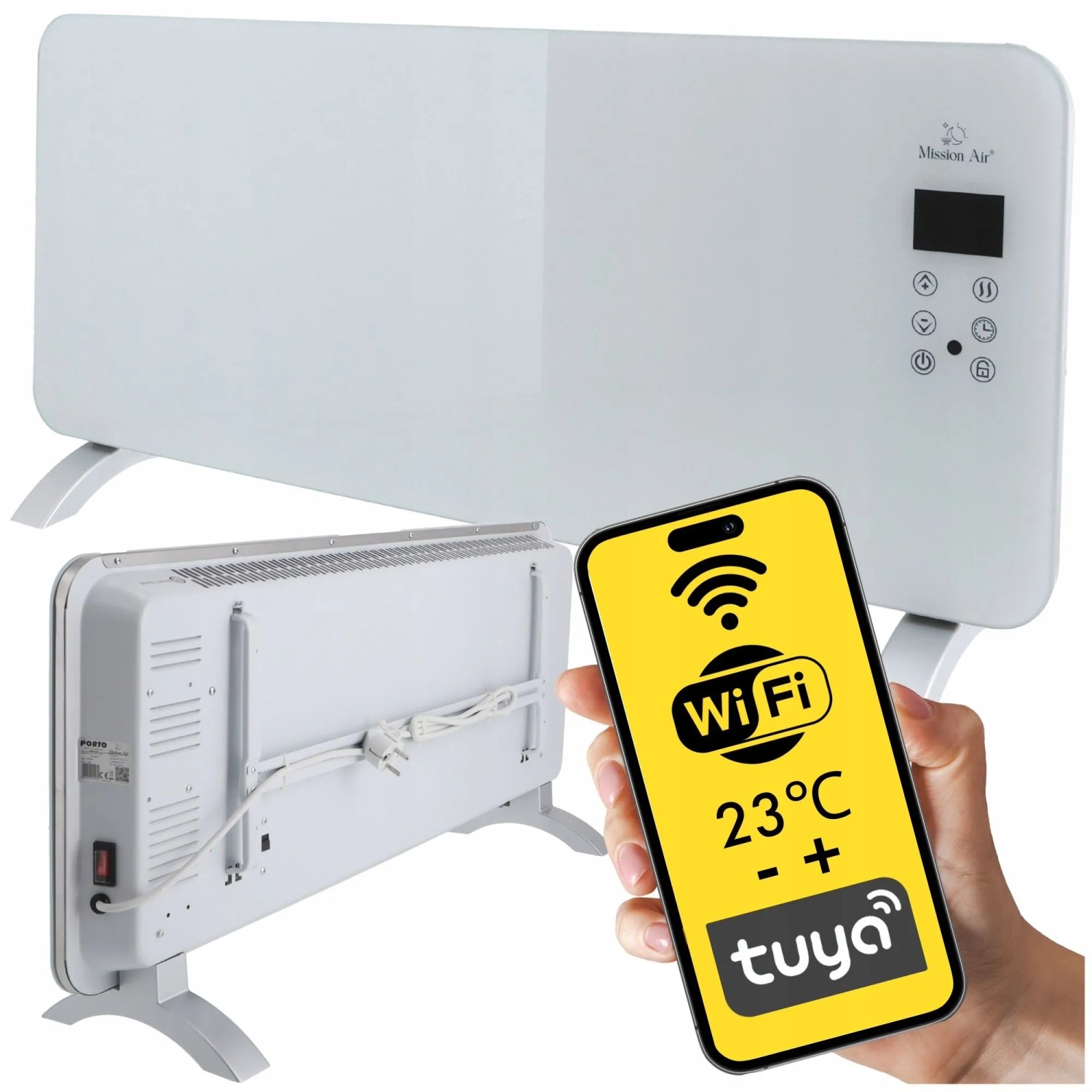 Mission Air Konwektor elektryczny Porto biały WiFi 2000W