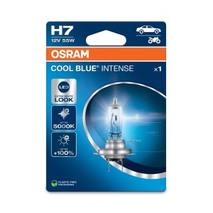 Żarówka samochodowa Osram Cool Blue Intense H7, 12V 55W. Do 5000K, extra białe światło.