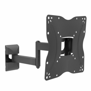 Czarny, obrotowy uchwyt ścienny do telewizora dla optymalnego kąta widzenia.